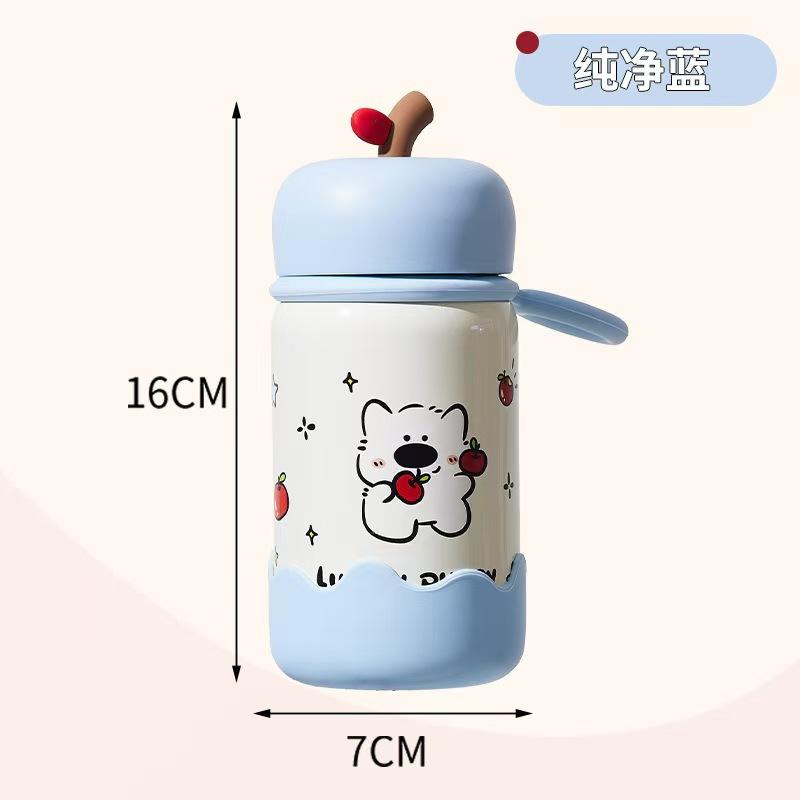 Cute high-value stainless steel thermos cup student niche portable mini pocket cup cartoon apple