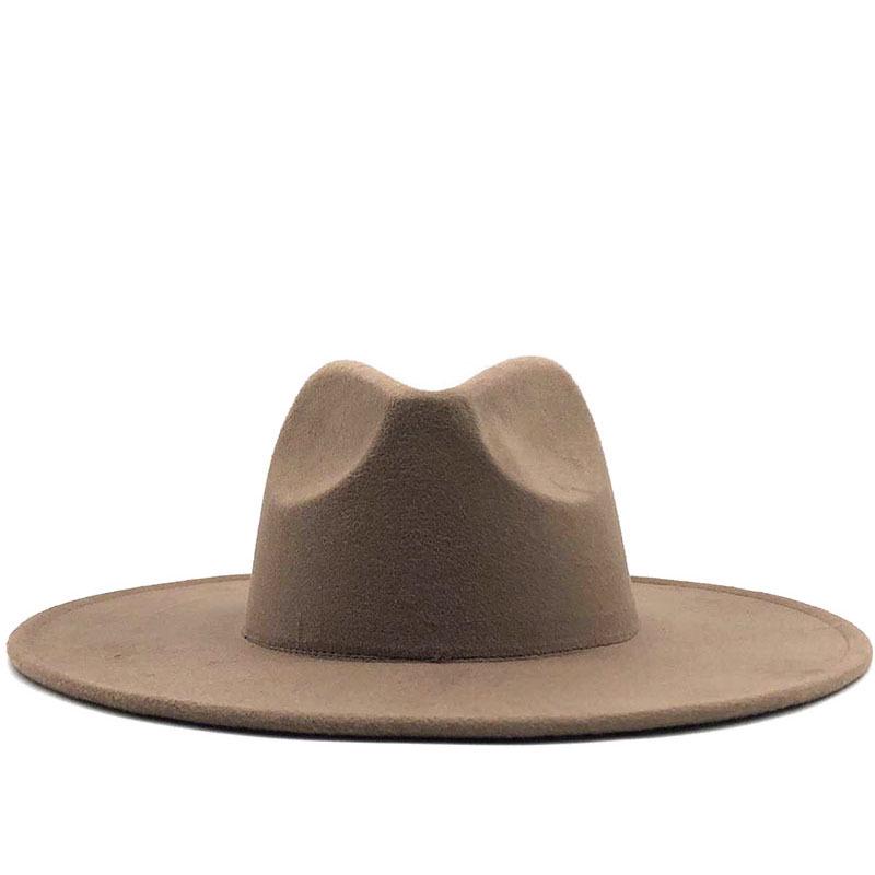 Unisex Wide Brim Wool Felt Jazz Fedora Hat for Autumn & Winter Fashion