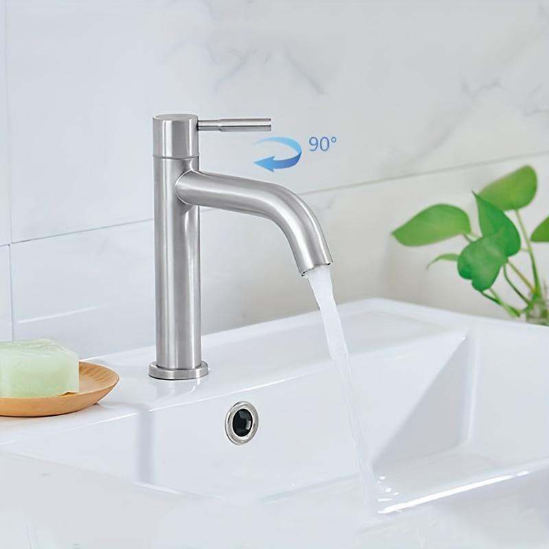 1pc, Basin Faucet , Bathroom Sink Stainless Steel Faucet, Single Cold Water Tap