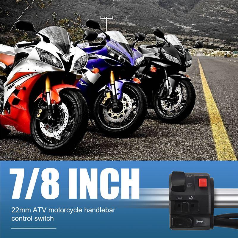NEW-7/8 Inch 22Mm ATV Motorcycle Handlebar Control Switches Left Right For Horn Button Turn Signal Fog Light Warning Light