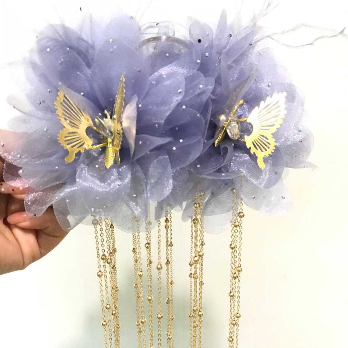 Golden Butterfly Feather Tassel Claw Clip - Elegant, High-End Fairy Hair Accessory