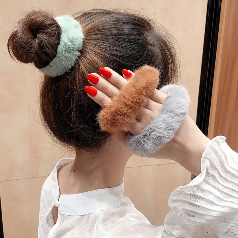 faux fur hair tie
