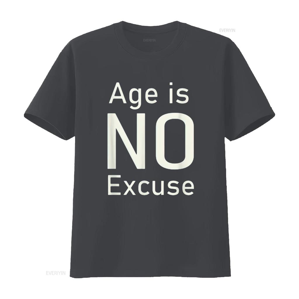 Age Is No Excuse Funny Old And Gym Lovers Design Womens T Shirt Black Large vintage Washed Soft Slightly Comfortable fashion