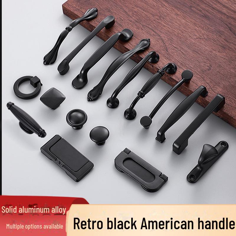 Black Aluminum Alloy European-Style Drawer & Cabinet Handle