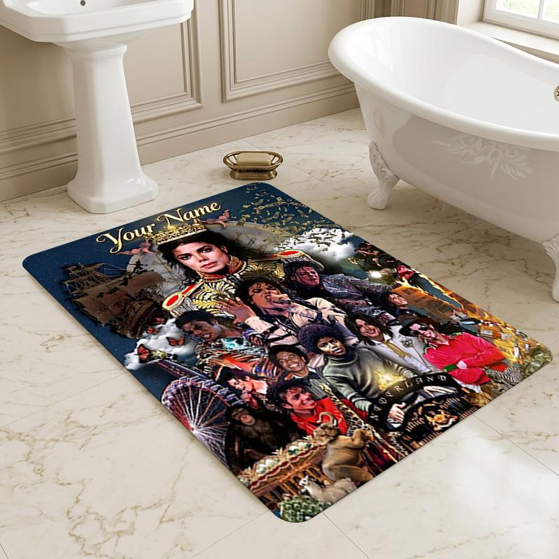 Custom Name Michael Jackson Carpet Rug for Bedroom Living Room Home Sofa Decoration,Playroom Sofa Office Home Decor Game Large Decor Floor Mat