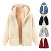 Fleece Thickened Hoodies Women Solid Color Zip Up Warm Lined
