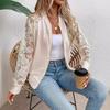 Autumn and Winter Women's Elegant Lace Splicing Long Sleeve Baseball Collar Jacket