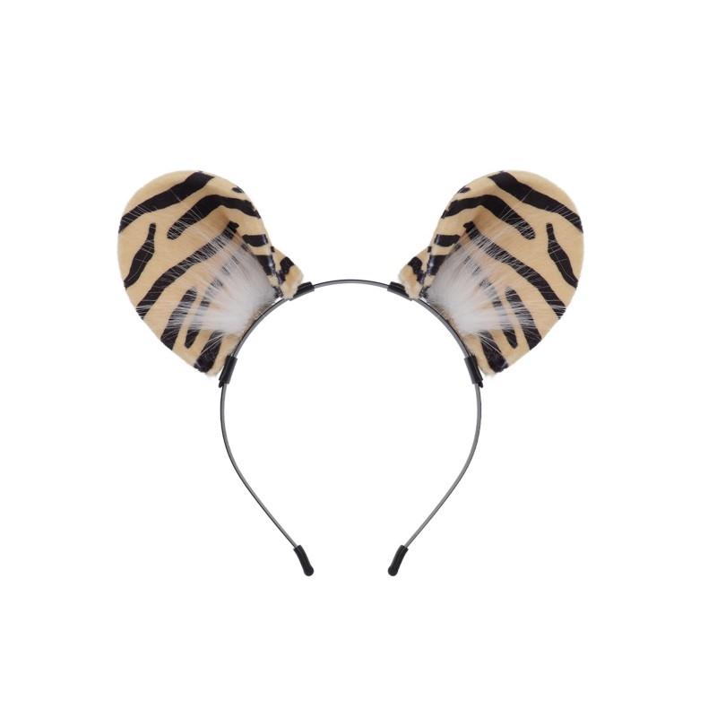 Animal Costume Set Halloween Cosplay Adult Furry Tiger Lion Zebra Giraffe Ears Tail Headband Accessory