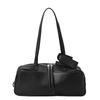 Genuine Cowhide Leather Women's Storage Handbag, Shoulderbag, Lightweight Commuting Bowling Bag, Cylindrical Pillow Bag
