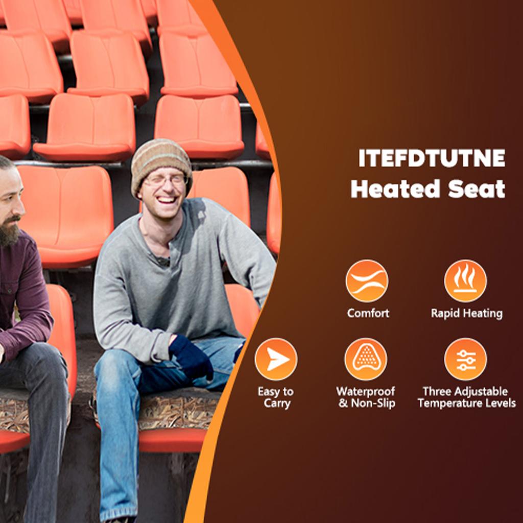 Tragbarer beheizter Stadionsitz Beheiztes Sitzkissen 3 Heizstufen Stuhlkissen für Camping Outdoor