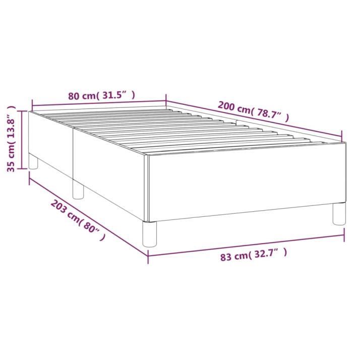 347023 vidaXL Cadre de lit Crème 80x200 cm Tissu