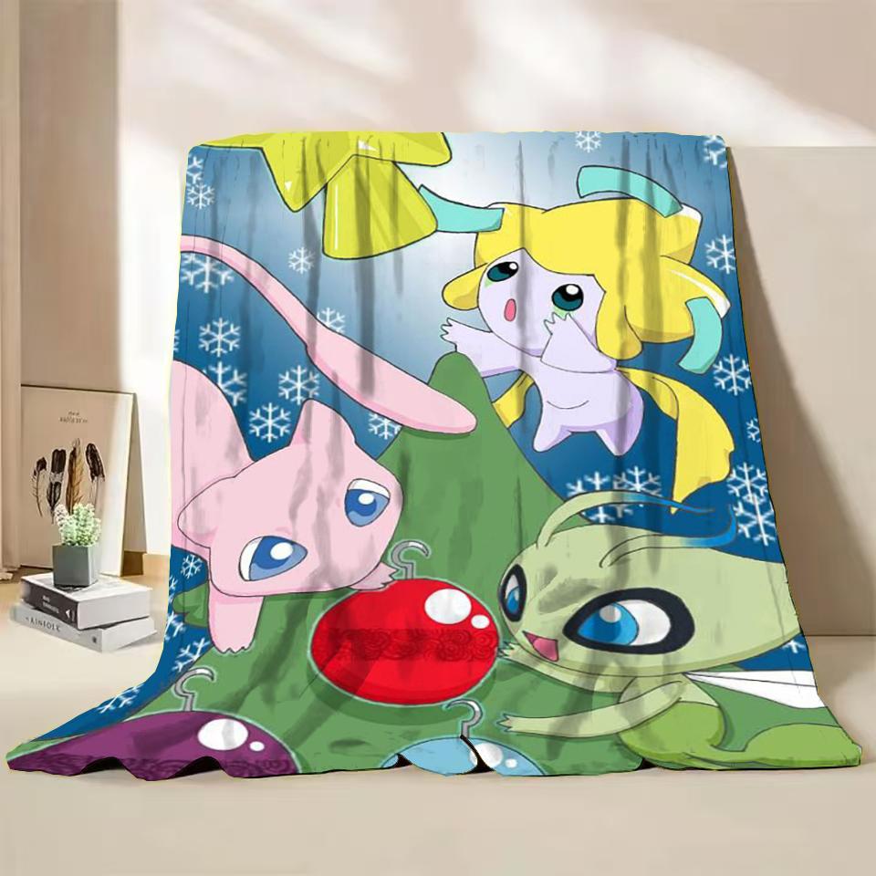 Pokemon Jirachi Cartoon Flannel Fluffy Blanket for Home Bedroom Bed Sofa Office Children Cover Adult Soft Blanket Baby Cute Gift