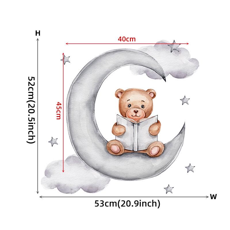 Moon Cloud Big Wall Stickers For Kids Rooms Boys Stars Large Wall Stickers For Children's Room Bear Bedroom Decoration