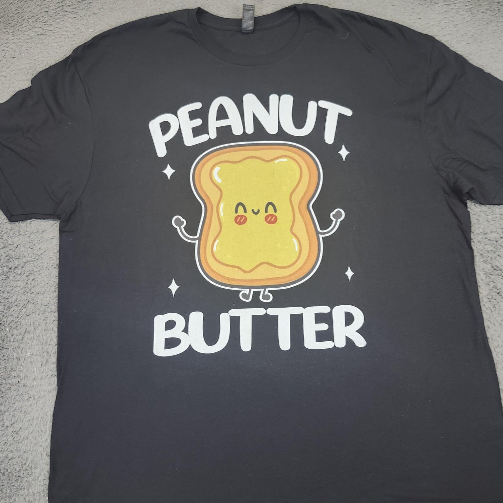 Peanut Butter Shirt Mens 2XL Black Gildan Softstyle Graphic Tee Funny Food Cute Unisex T-Shirt XXXXL