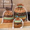 1/10PCS Ethnic Style for Weddings Christmas Stripe Buddhist Beads Sorting Bag Drawstring Pocket Bag Bohemian Jewelry Bag Cotton