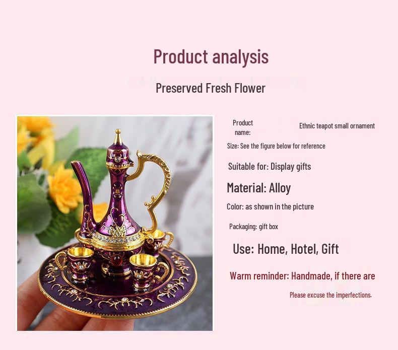 Xinjiang Bazaar Handicrafts Metal Wine Pot & Jewelry Box Set – Home & Office Decor, Birthday and Wedding Favors