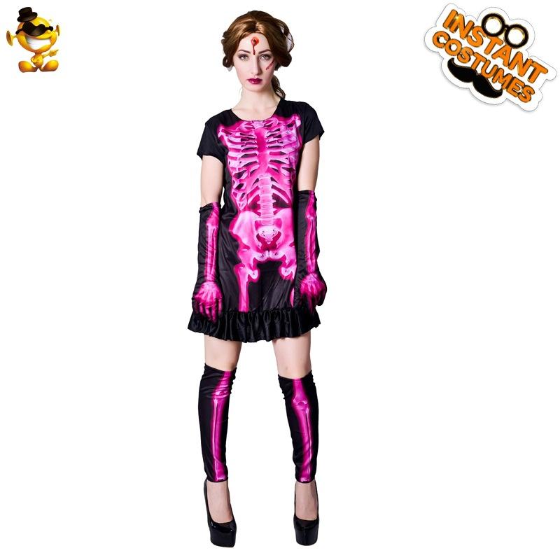 

Big girl pink ghost bone skull dress, halloween party costumes, stage costumes, cosplay costumes L