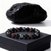 Festive Gifts Black Onyx Hematite Red Gold Flake Glass Beaded Bracelet Minimalist Fashion Jewelry For Men Women Daily Wear Gift