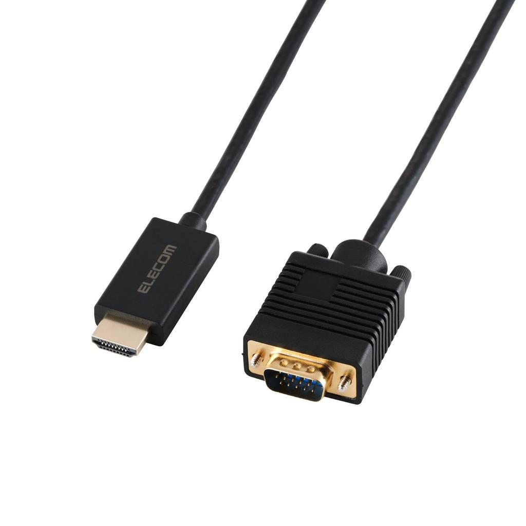Elecom HDMI To VGA Conversion FHD X Cable, 2m, D-Sub, (1920 1080px)/60Hz, Black, EC-HDMIVGA20BK