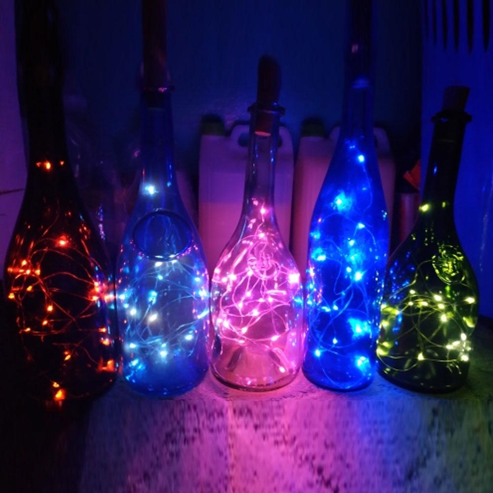 Solar Powered 10LED 20LED Wine Bottle Lights Cork Shape Fairy Lights Garland Christmas Light Copper Wire Home Room Decor Lamp