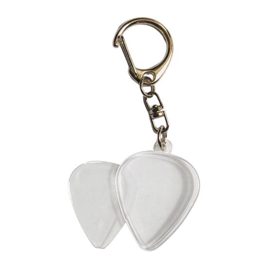 Heart-Shaped Guitar Pick Holder Keychain Clear Case Portable Acoustic Guitar