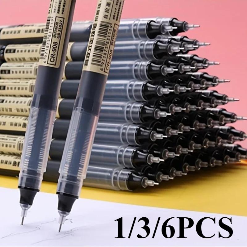 1/3/6PCS Needle Type Gel Pens Straight Liquid Ballpoint Pen Kawaii Stationery School Office Supplies Writing