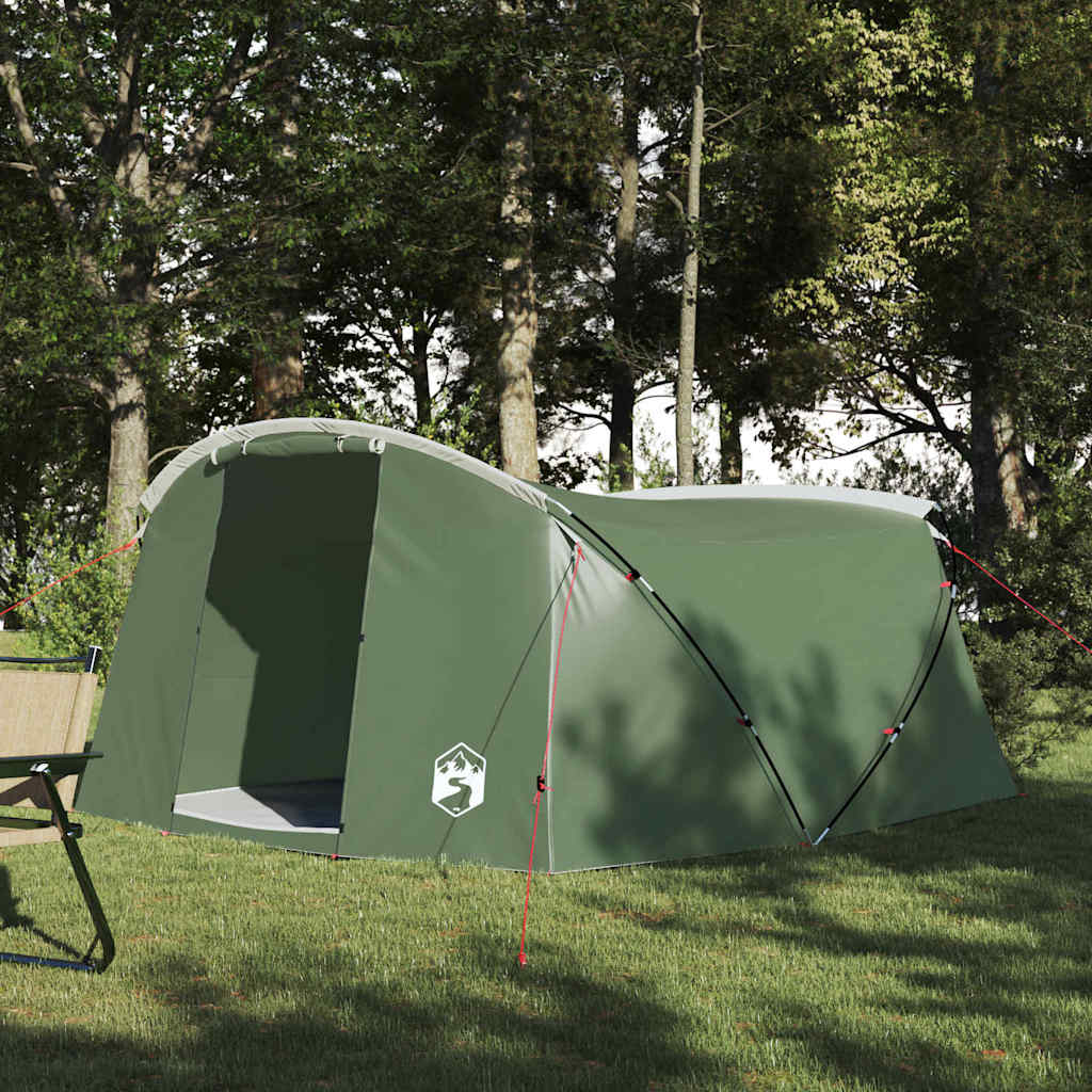 4 Person Tunnel Tent with Roof Green and White 318 x 275 x 140 cm