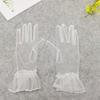 Stylish Short Gloves Full Finger Gloves Wrist Length Short Gloves Tulle Gloves Party Gloves for Prom Party Tea Parties