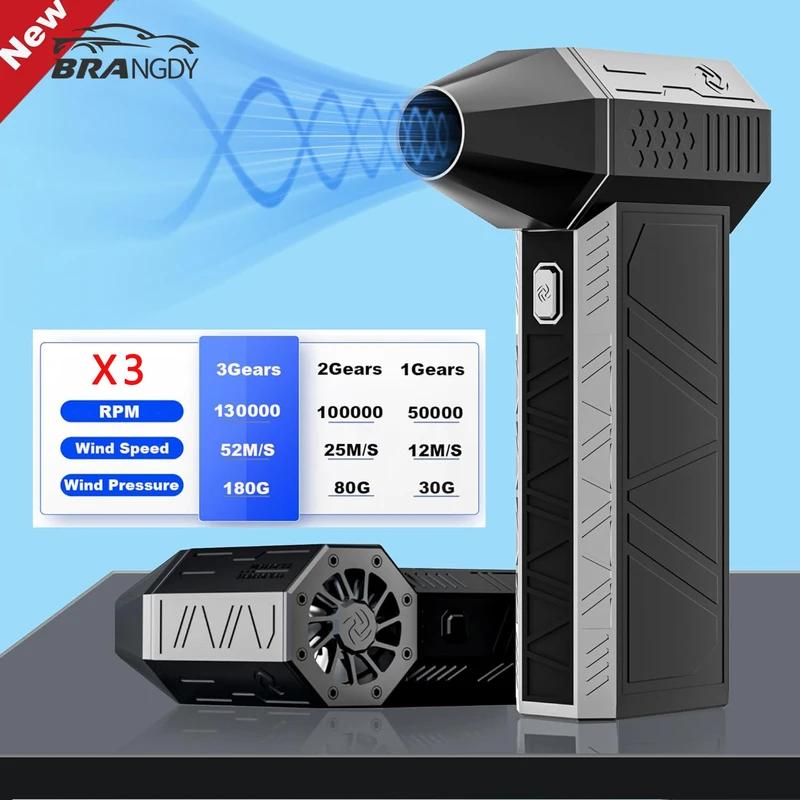 LANGJING 2024 Mini Turbo Violent Fan X3 Electric Air Duster with 3 Adjustable Speeds 130000RPM Jet Blower with Power Display