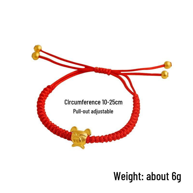 Long-lasting Sand Gold Zodiac Red Rope Bracelet - Chinese Style Couples & Besties Dragon Year Accessory