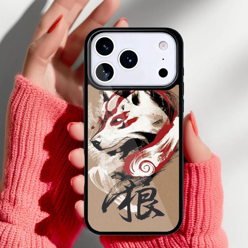 Japanese Kitsune Fox Mask Phone Case for iPhone 17 16 15 14 13 Pro Max Back Cover for 12 11 Pro Coque