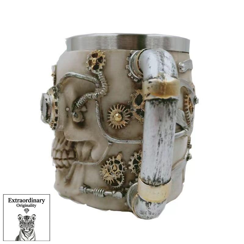 Resin mechanical gear beer mug steam mug stainless steel skull mug
