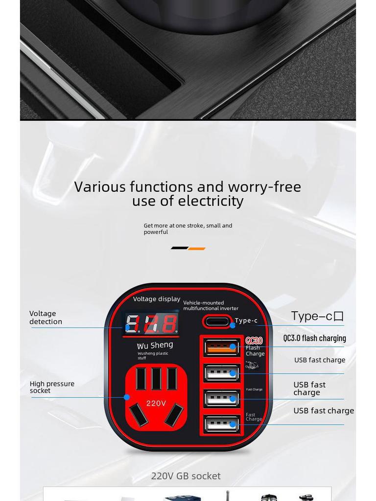 Invertor auto universal 12V/24V la 220V cu încărcare inteligentă