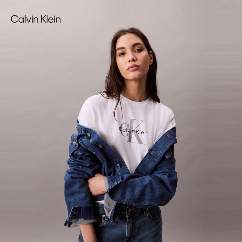 Calvin Klein Jeans Women s CK Logo Cotton Knit Short Sleeve T-Shirt XS
