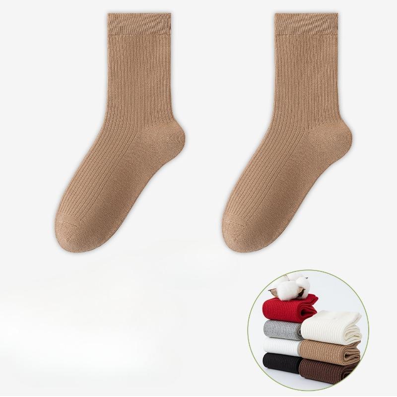 Female Spring and Autumn Simple All Purpose Pure Color Vertical Anti Bacterial Anti Odor Cotton Socks