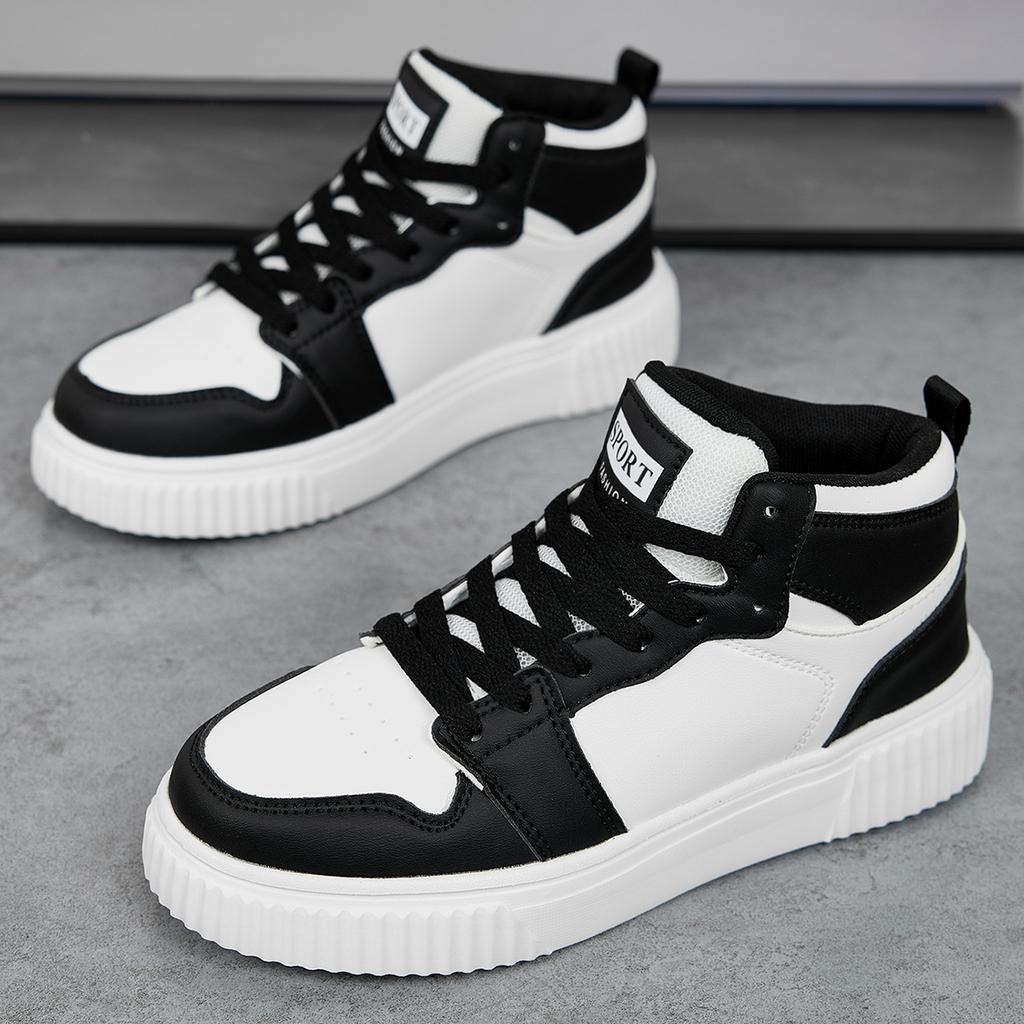 Spring Summer Fashion Red High-Top Shoes Couple Comfortable Pu Leather Casual Sneakers Man Flat Versatile Hip-Hop Shoes For Men