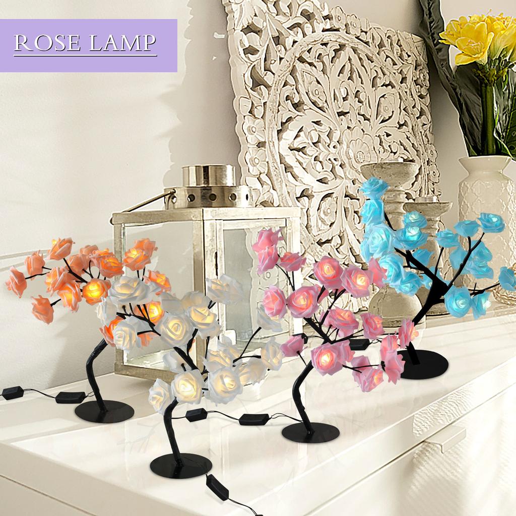 Buy Beautiful Rose Bouquet LED Tree Table Lamp Lights Party Wedding