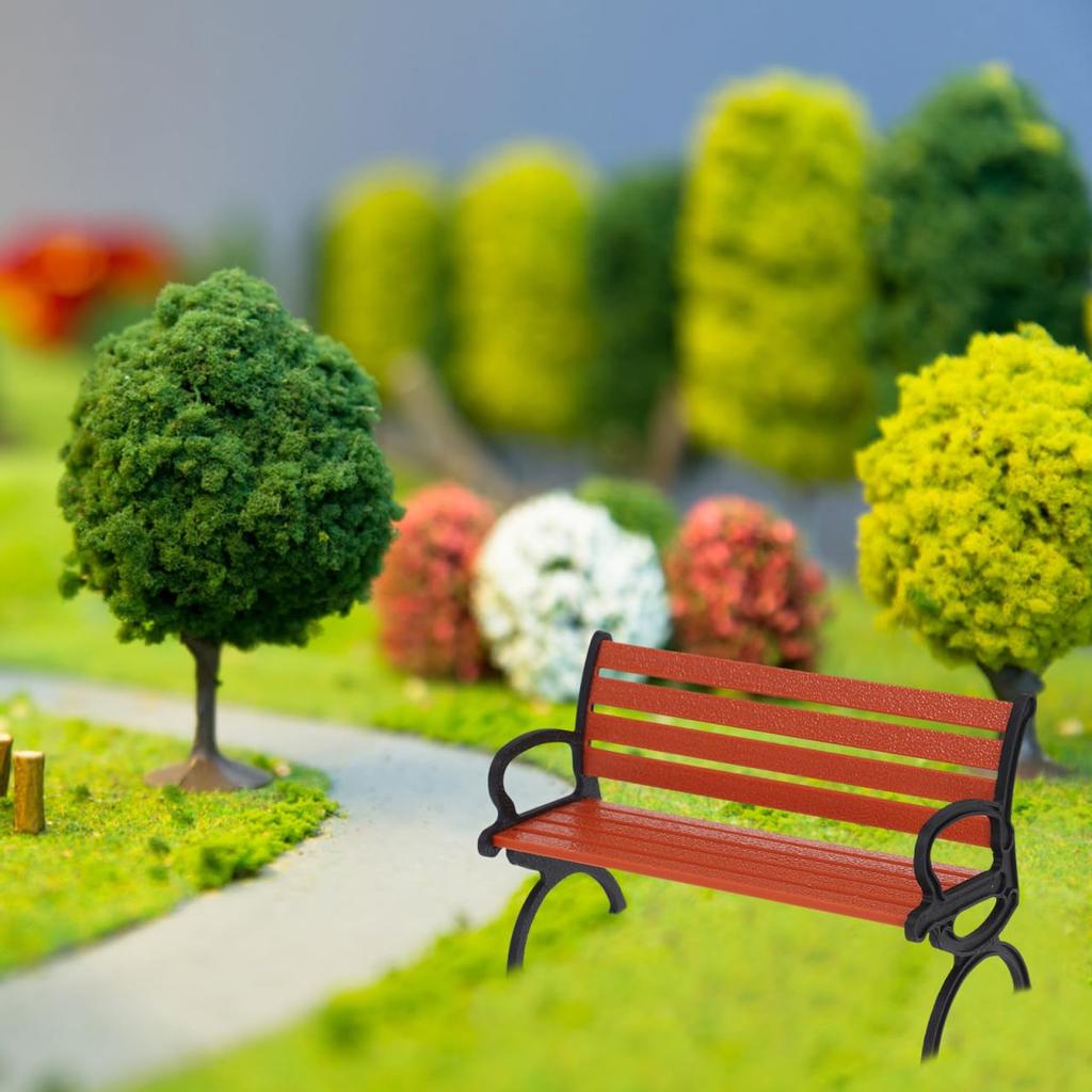 OUNONA Miniature Park Bench Model 3.66 x 2.24 x 1.77 inches Handmade Tabletop Decoration Mini Furniture Dollhouse Accessory Small Garden Bench