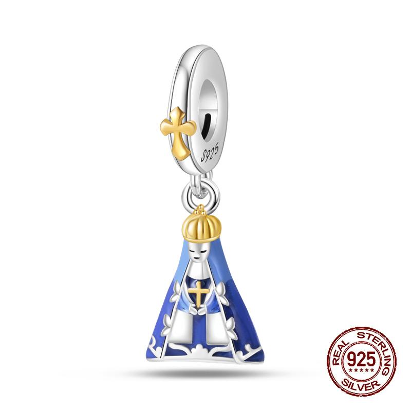 Original New Copper Prayer Virgin Mary Charms Beads Fit Necklace Bracelet Accessory Diy Jewelry For Women Gift