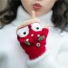 Children's Winter Cartoon Reindeer Flip-Top Half-Finger Gloves, Ages 4-10, Boys & Girls, Plus Velvet, Thick Cotton, Warm.