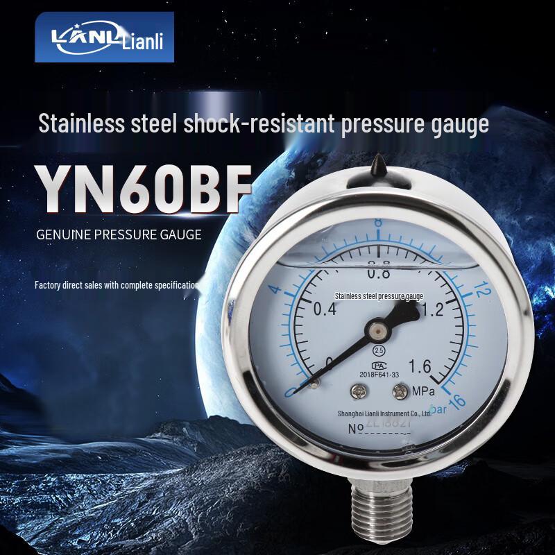 LANL YN60BF Stainless Steel Oil-Filled Pressure Gauge (CN Version)