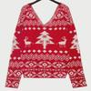 Women's Wool Christmas Snowflake V-Neck Cardigan - Double-Sided, Irregular, Backless, Off-Shoulder, Long-Sleeved Sweater