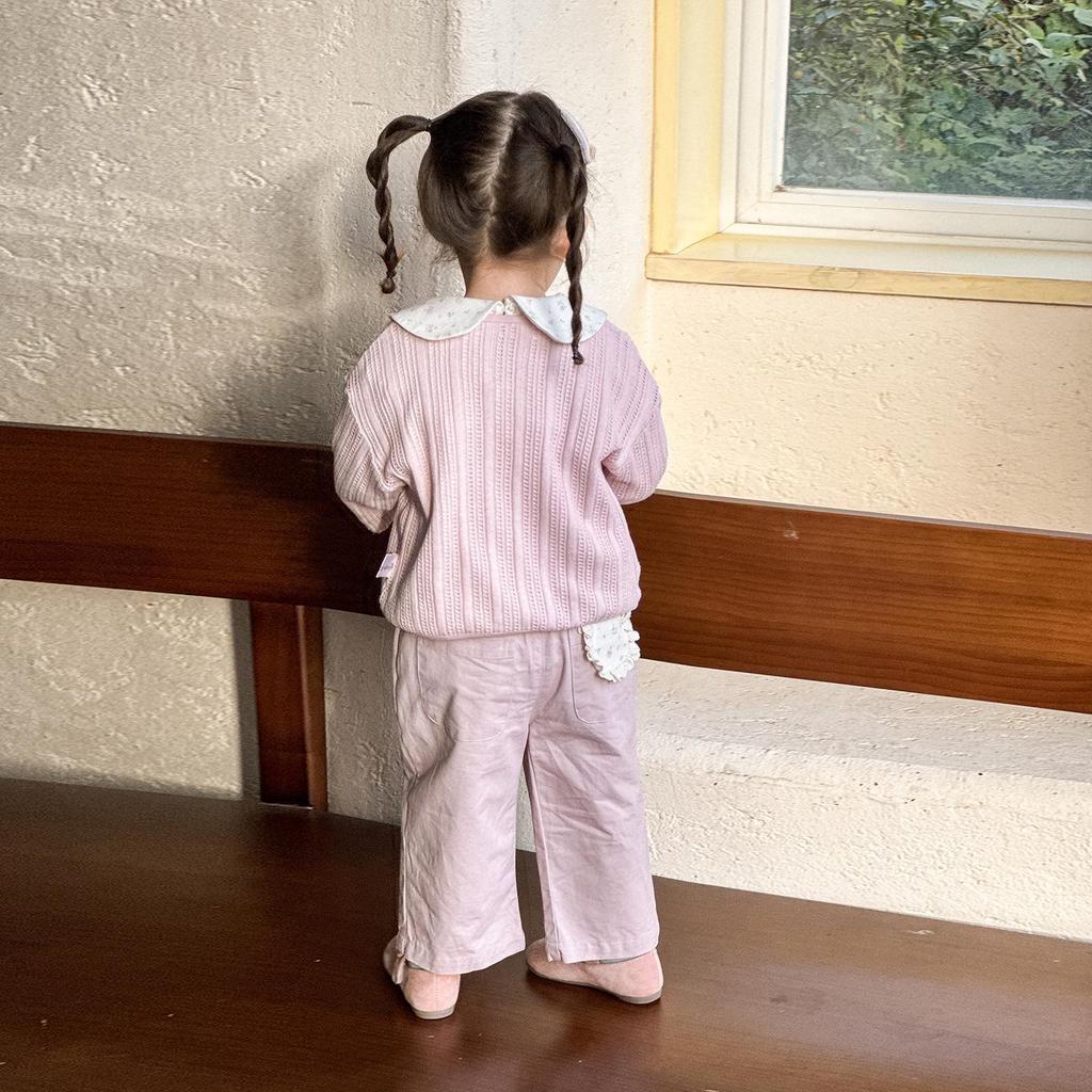Spring 2026 Girls' Pink Princess Cardigan Set: Sweet Long-Sleeved Jacket & Top