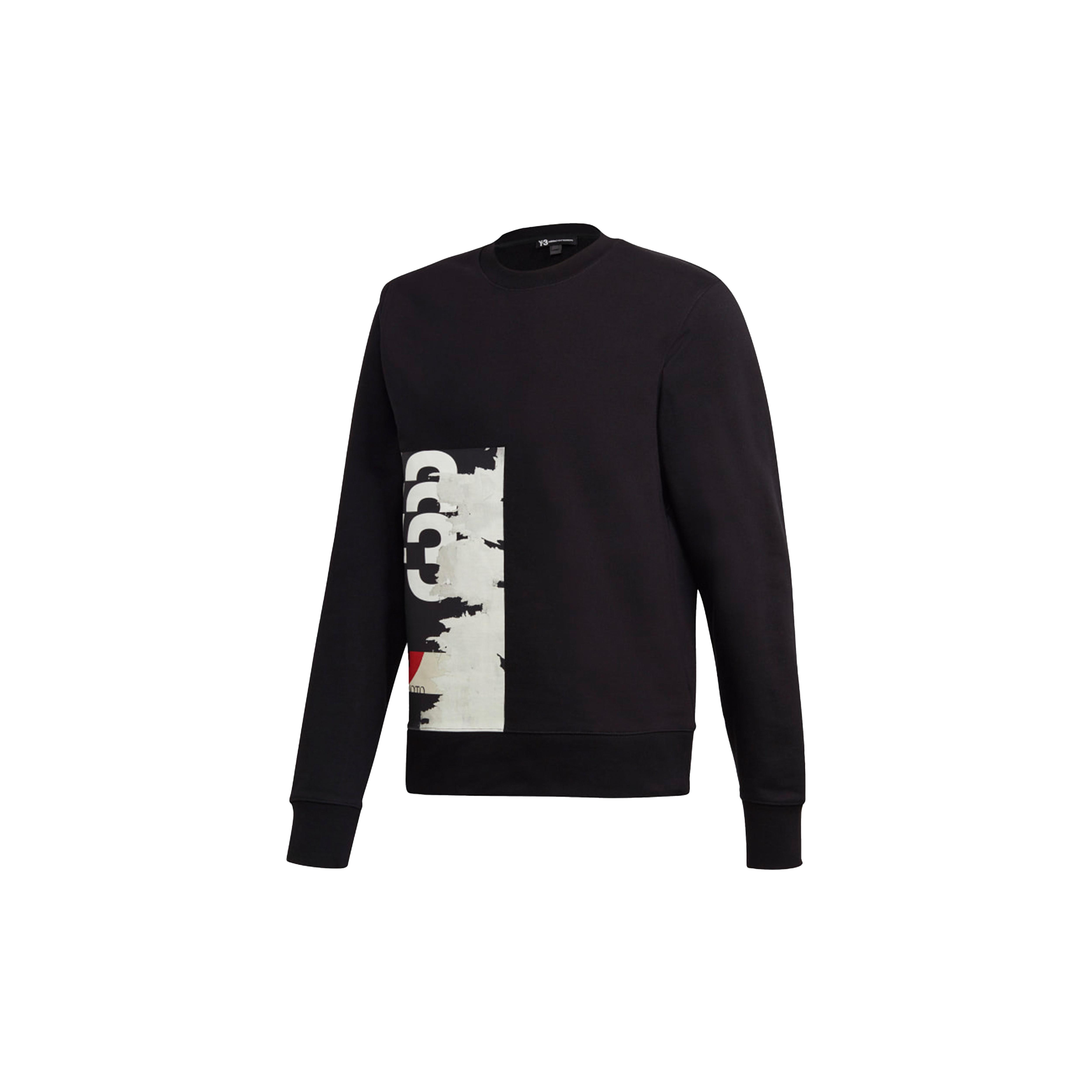 adidas Men s Y-3 Logo Printing Long Sleeves Pullover Black GK4387 S