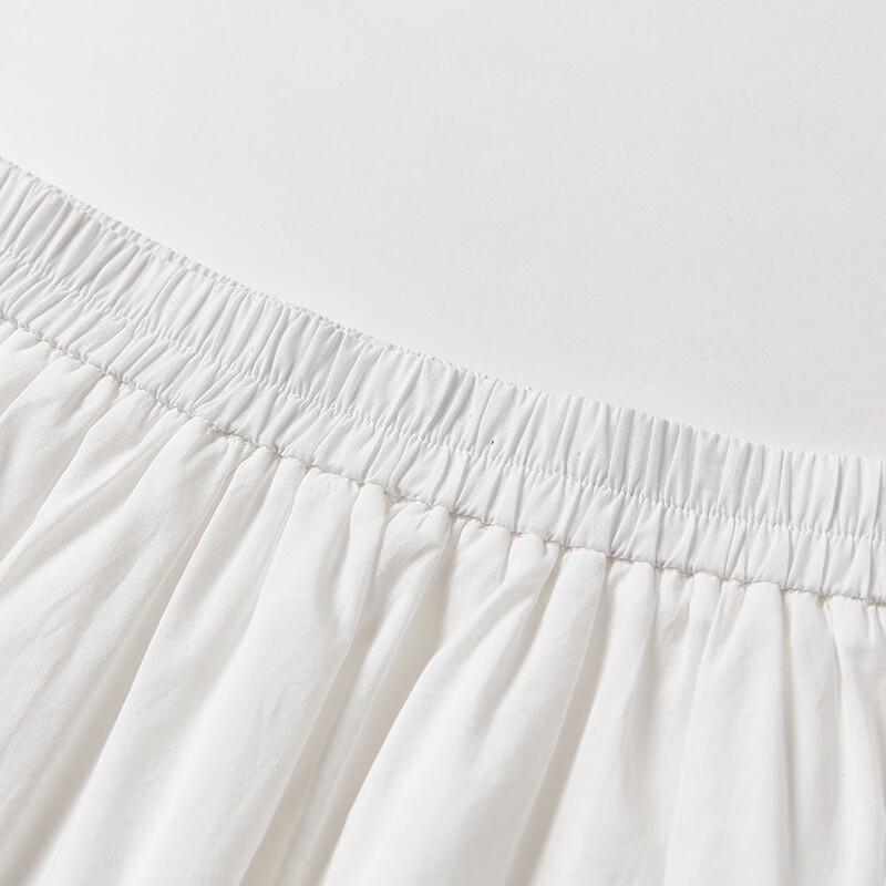 Xiangying Draped White A-line Skirt with Lace Patchwork