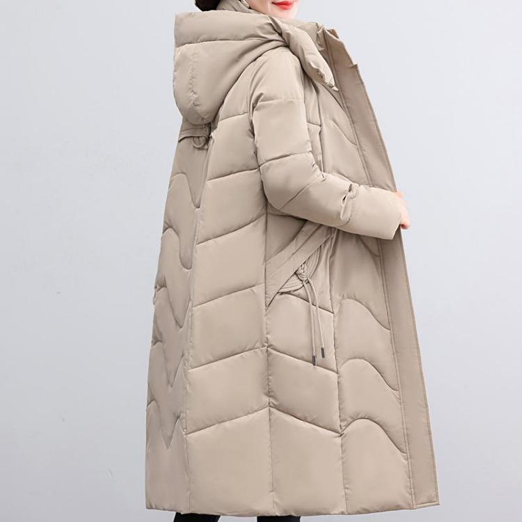 Elegant Middle Age Woman Winter Parkas Long Coat Hooded Overcoat Casual Thick Warm Lady Jackets