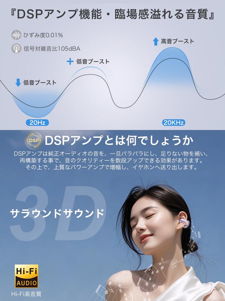 Earaku SoundClip Wireless Ear Zero Sound Bone Conduction DSP Malleus Sound 48 Hours of Bluetooth New for 2025 Open-Ear Earbuds, Ultra-Lightweight,