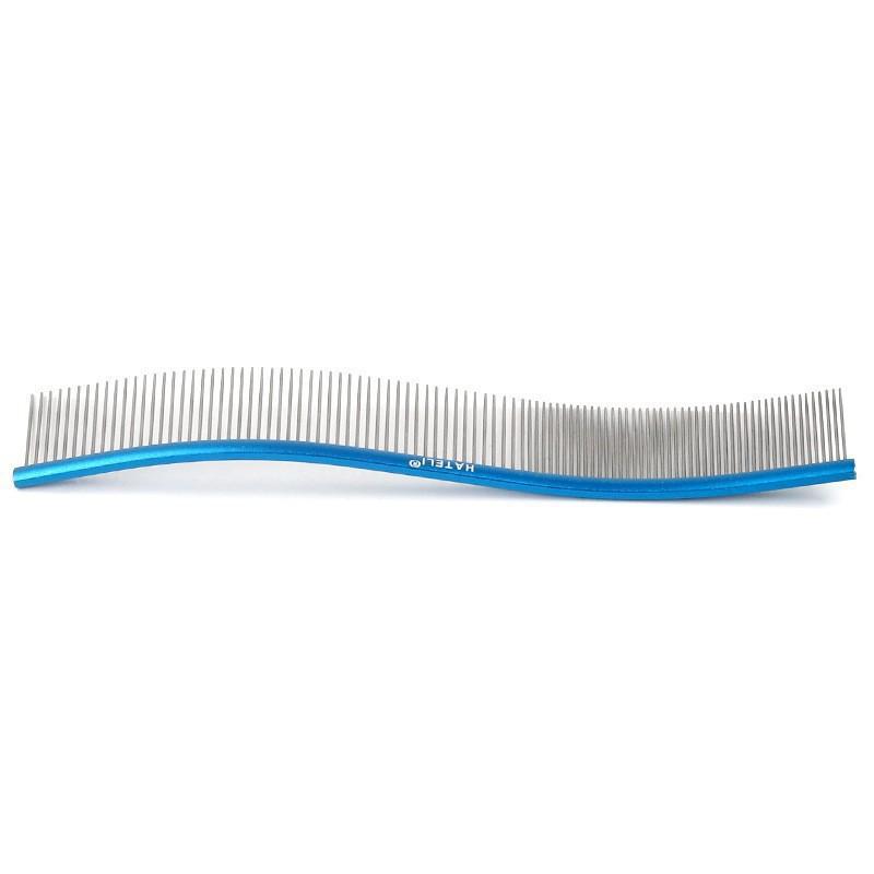 Peigne de toilettage pour animaux de compagnie en forme de S pour chiens avec dents à double densité Conception incurvée Options de manche en acier inoxydable
