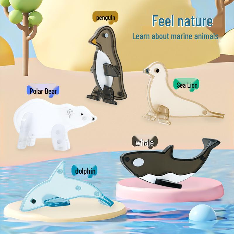 Undersea Animal Stained Glass Magnetic Tiles - Marine Building Blocks for Kids