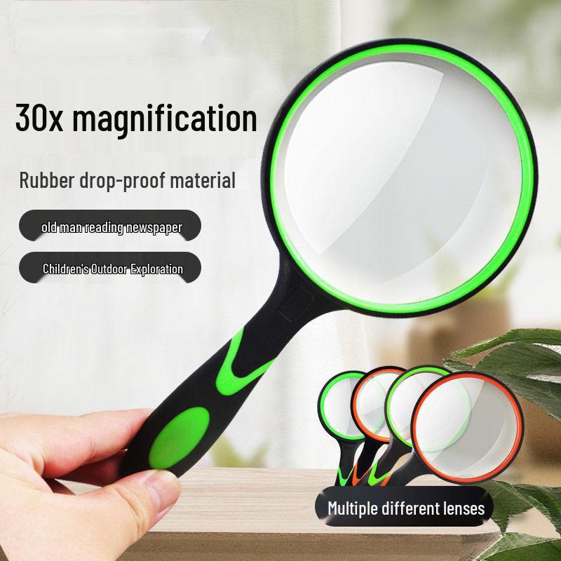 10x HD Drop-Proof White Rubber Handheld Magnifying Glass for Reading